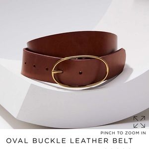 Loft brown leather belt oval buckle new with tag